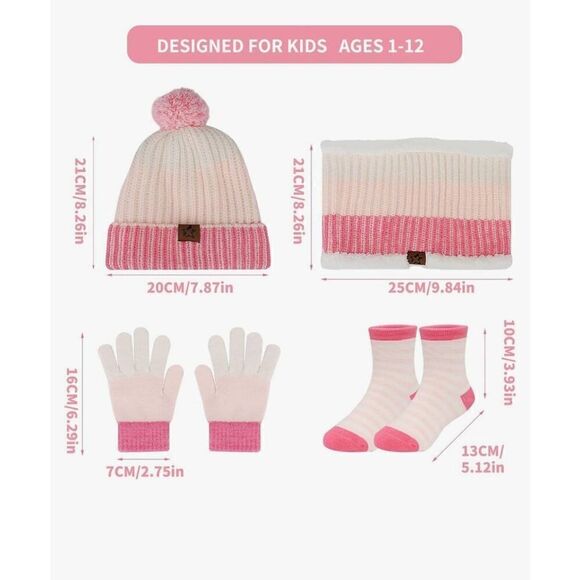 April Frogs Kids Hat Gloves Scarf Set: Winter Warm Beanie Hats Toddler Knit Neck - Picture 5 of 5